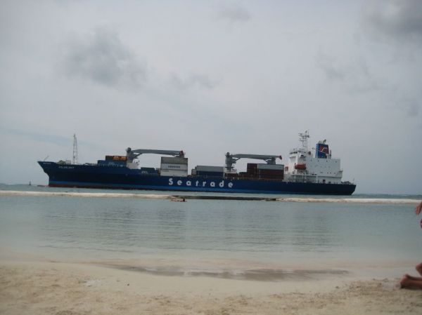 Cargo Ship next to our lagoon
